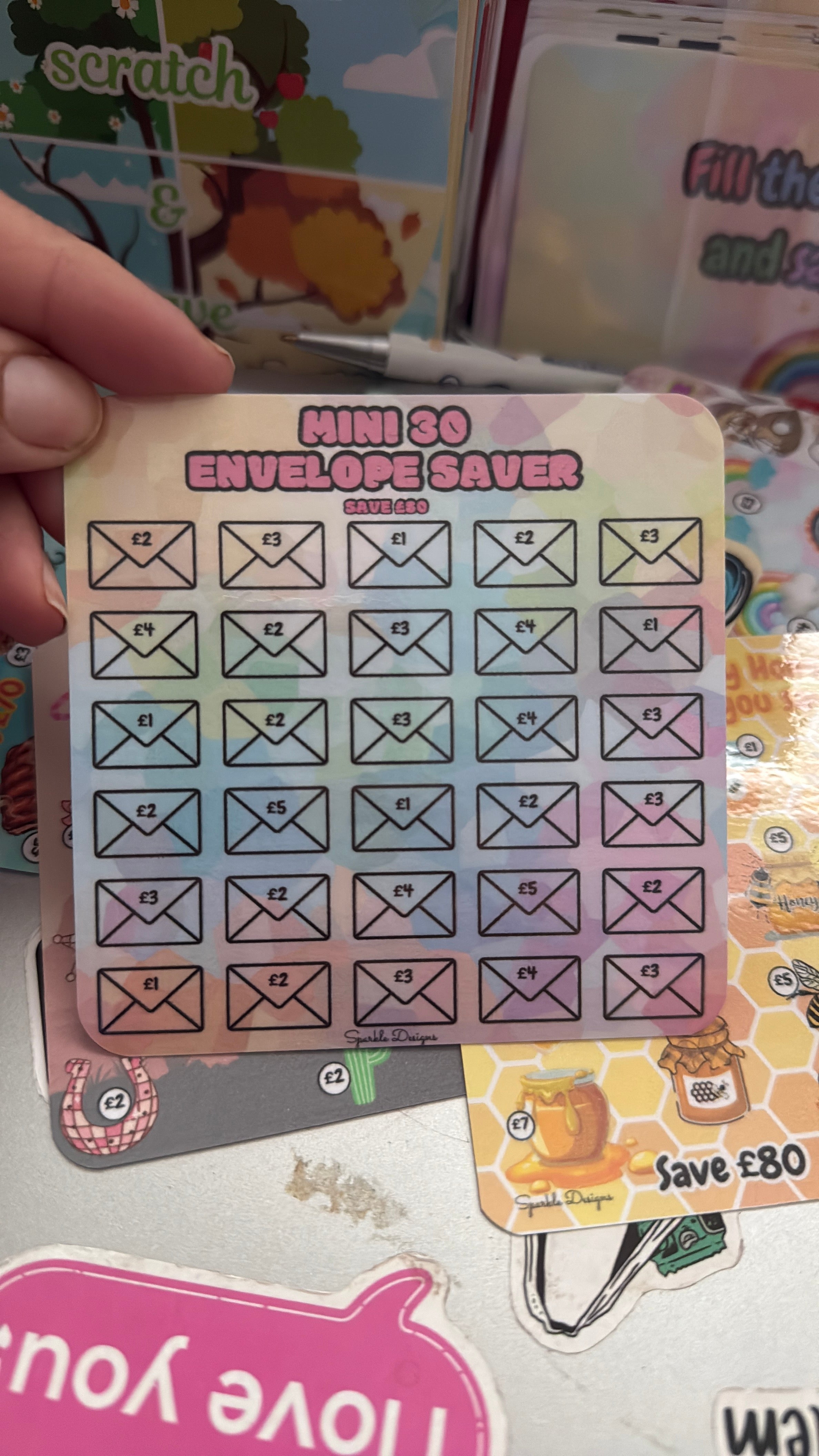 Mini saving challenge trackers