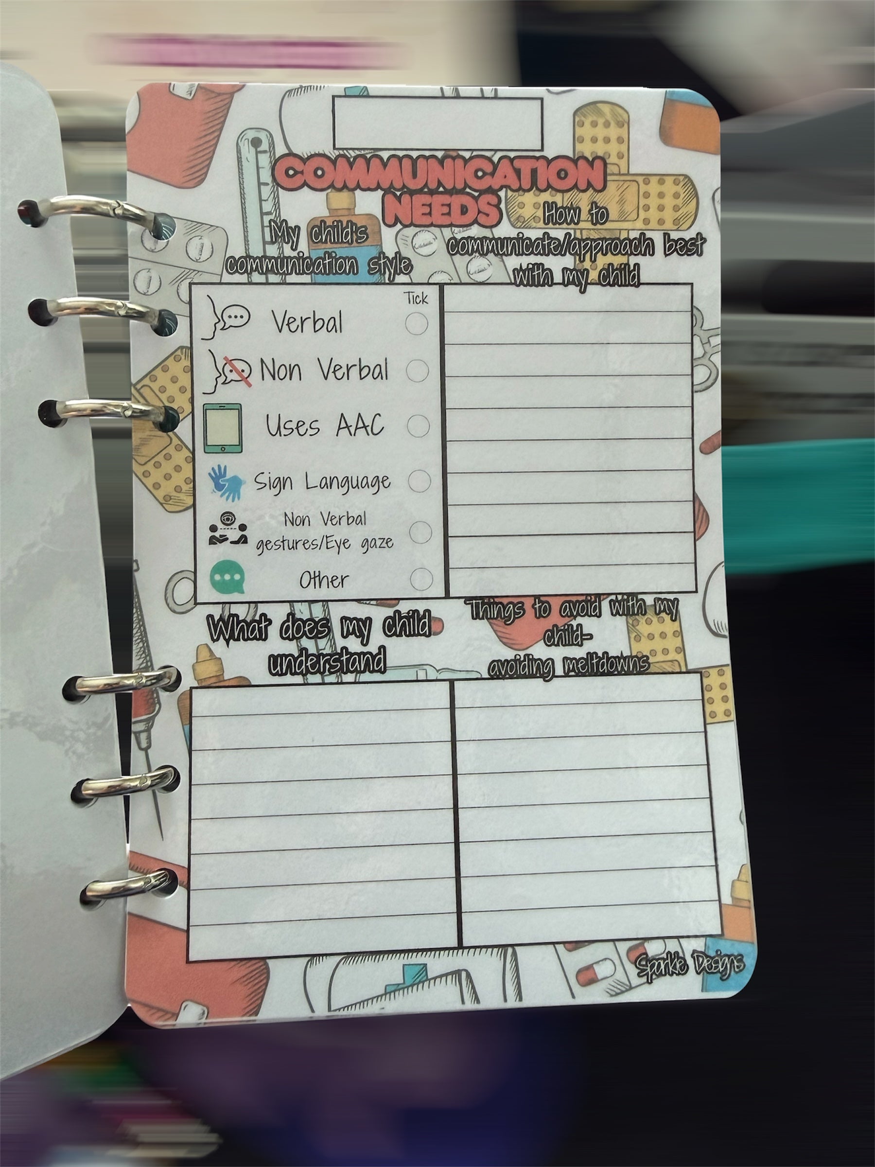 Emergency Information Binder for Adults and Children - Essential Medical Contacts & Needs Organizer