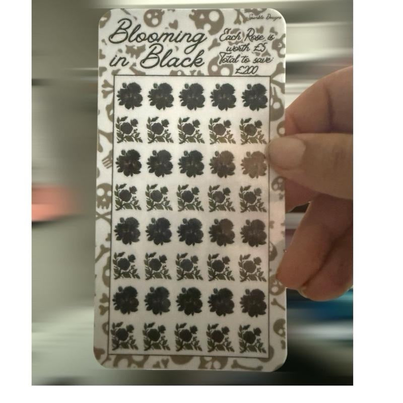 Black rose, Wednesday & skull themed saving challenge trackers can come With matching inserts & wallets too