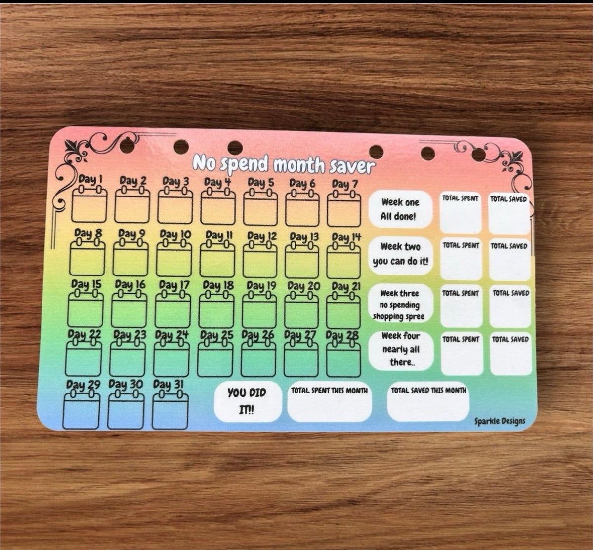 Reusable A6 No Spend Month Tracker