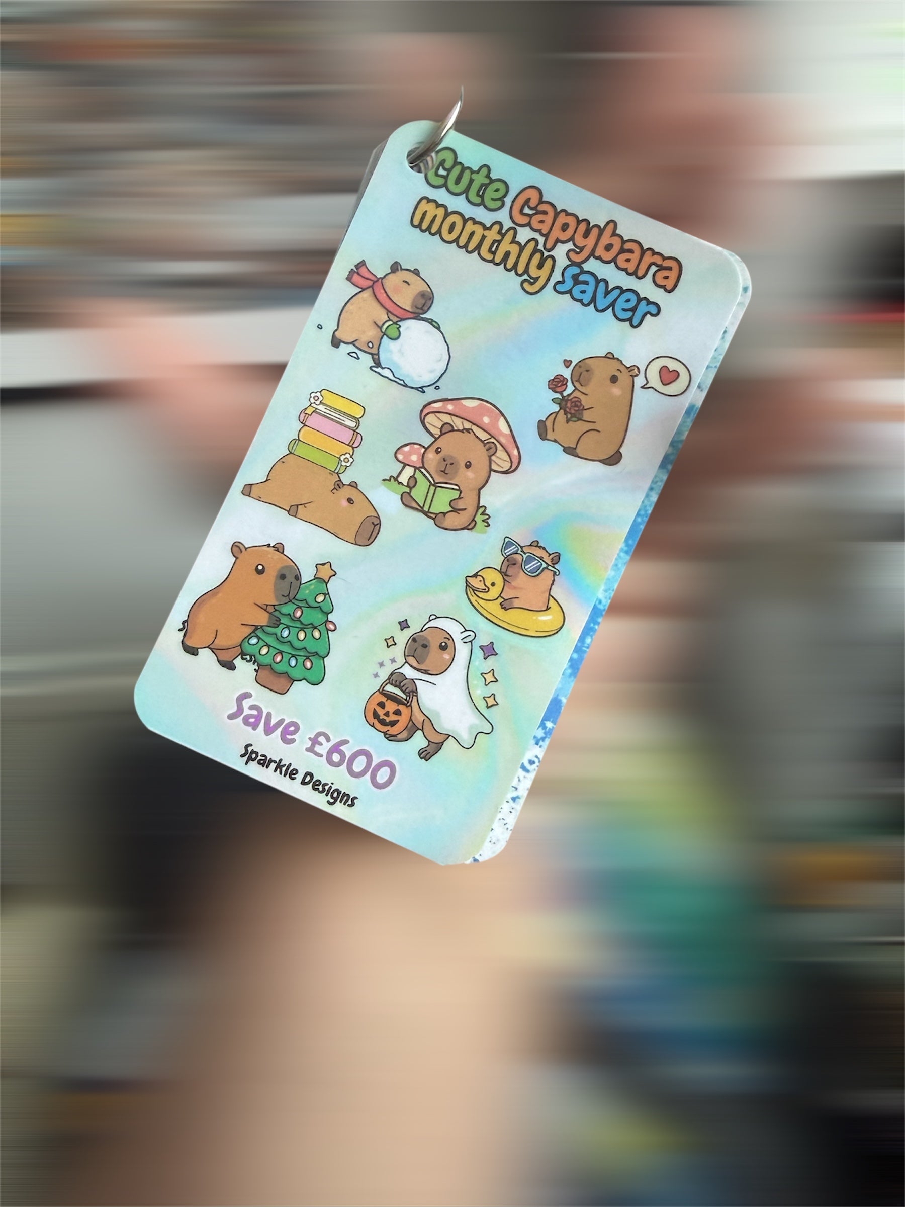 Cute capybara monthly saving challenge tracker - ring tracker - saves £600