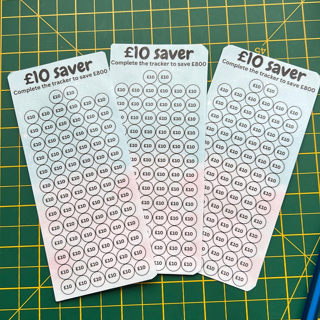 50p, £1, £2,£5, £10, £20 saving trackers