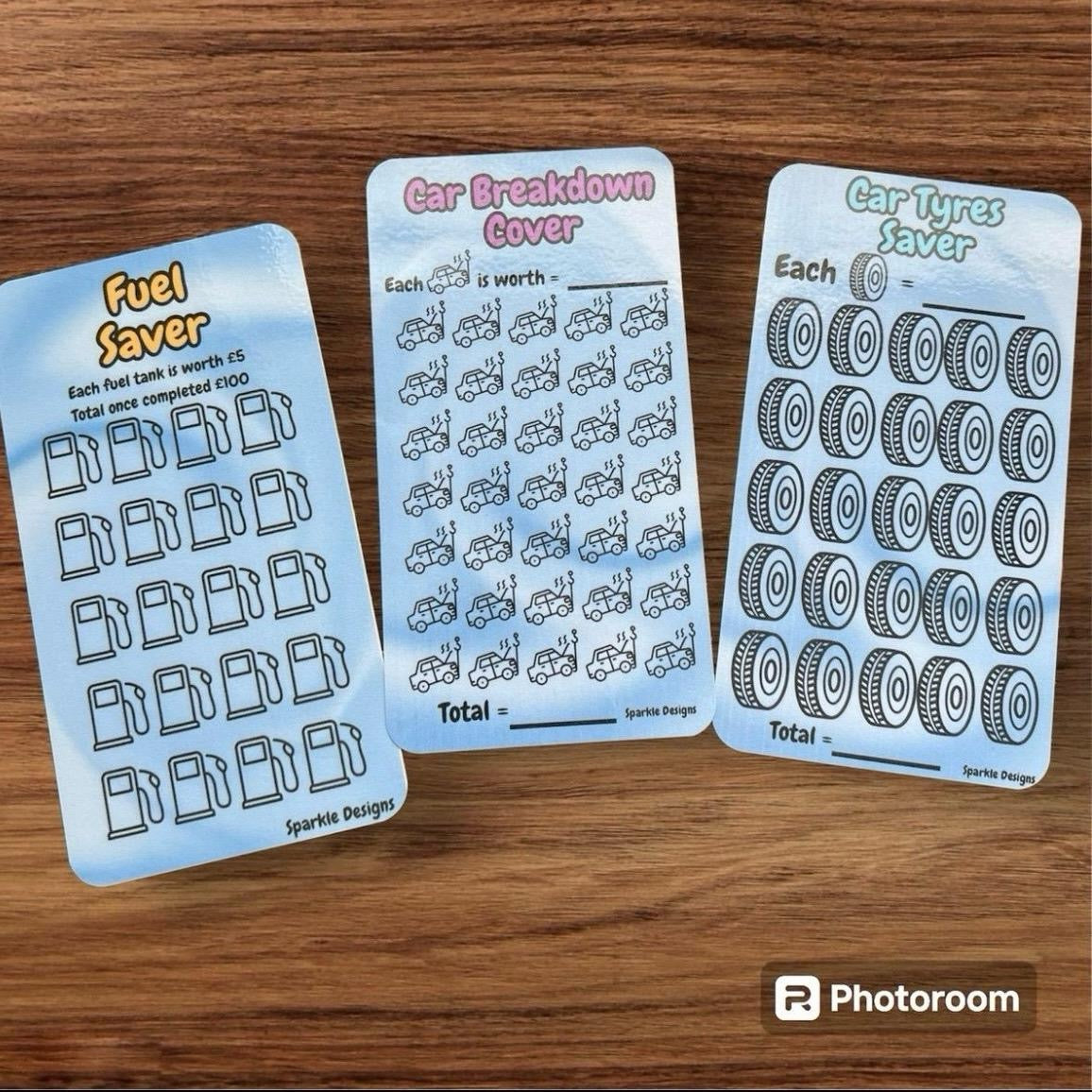 Car saving challenge trackers - can be purchased as a bundle or individually.