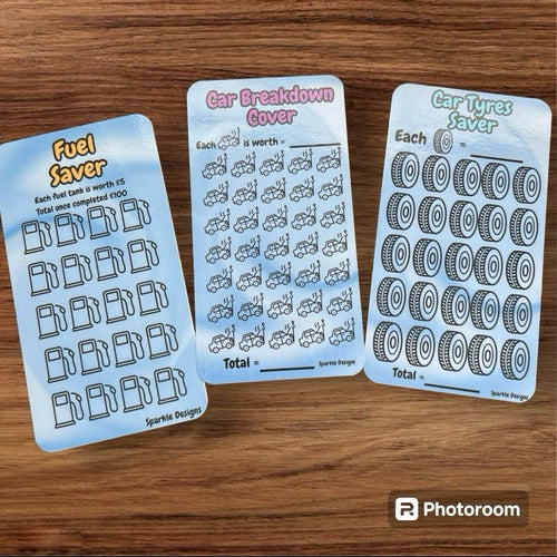 Car saving challenge trackers - can be purchased as a bundle or individually.