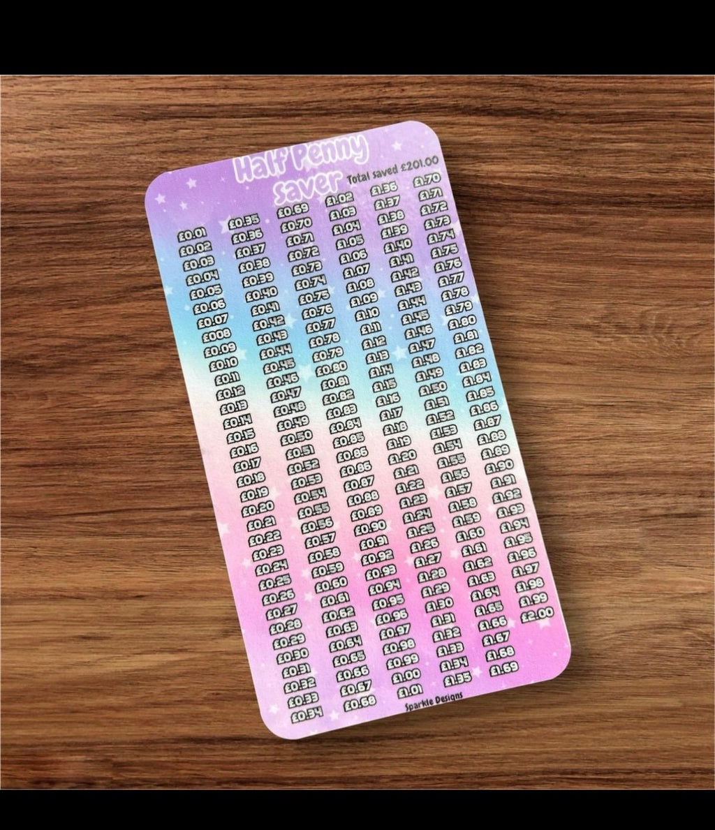 Half penny saving challenge -various designs available