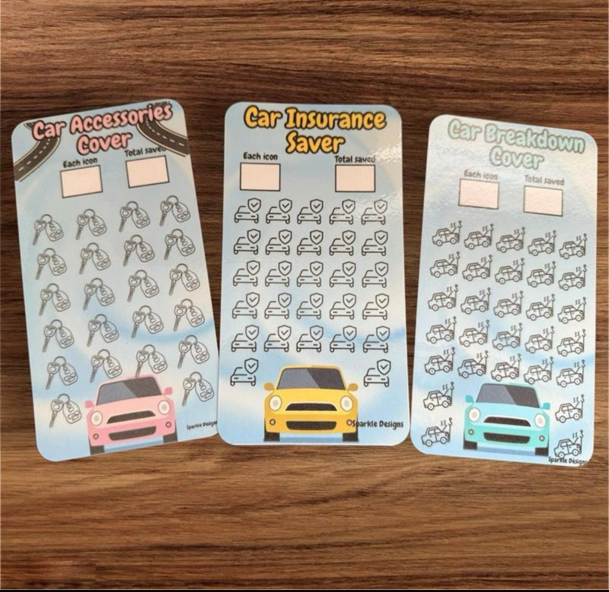 Driving theme saving challenge binder & matching themed trackers, inserts & wallets