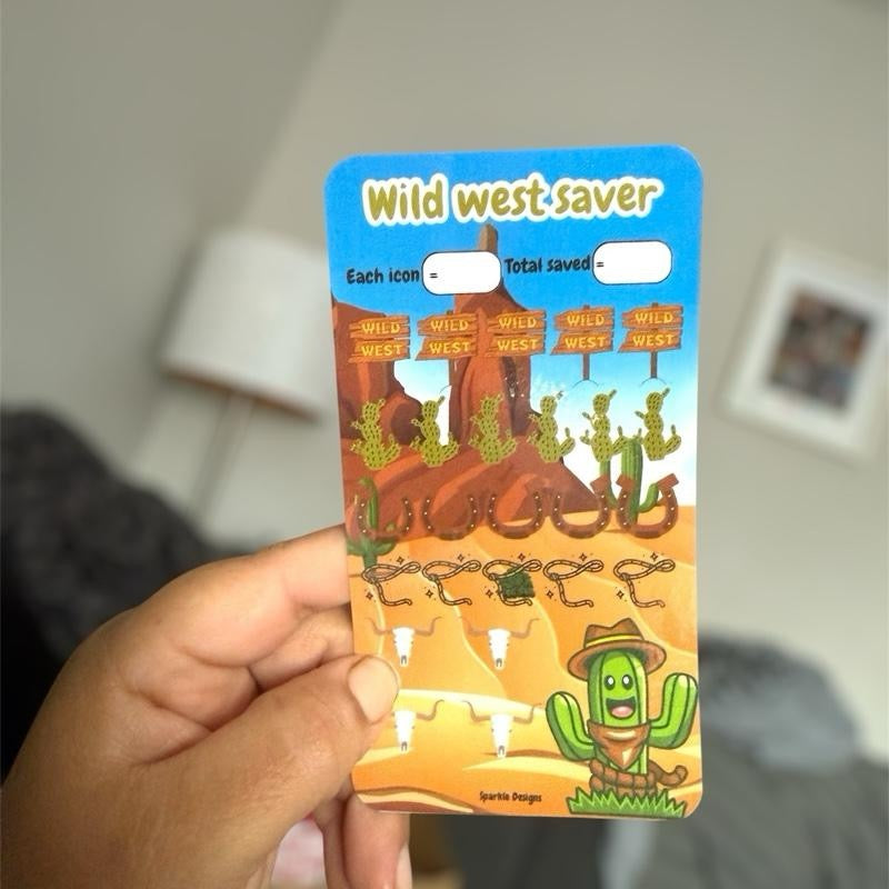 Cowboy Inspired Theme Saving Challenge Trackers - Pot Em Up Saver & Total Save Cards for Financial Goals
