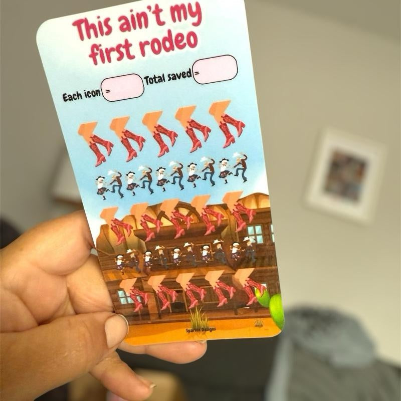 Cowboy Inspired Theme Saving Challenge Trackers - Pot Em Up Saver & Total Save Cards for Financial Goals