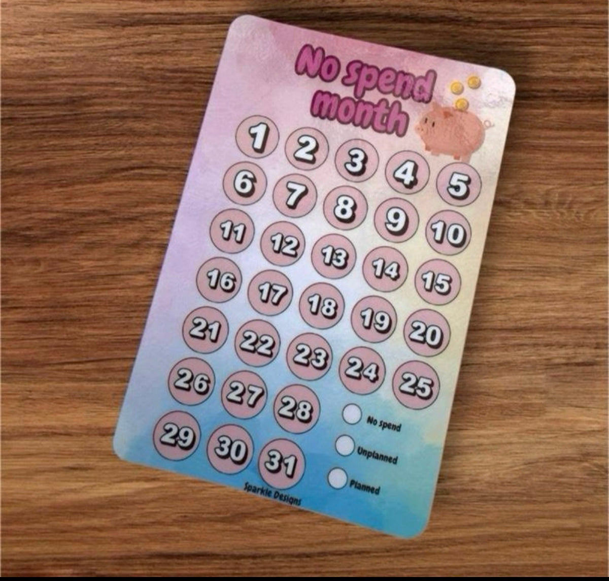 Reusable A6 No Spend Month Tracker