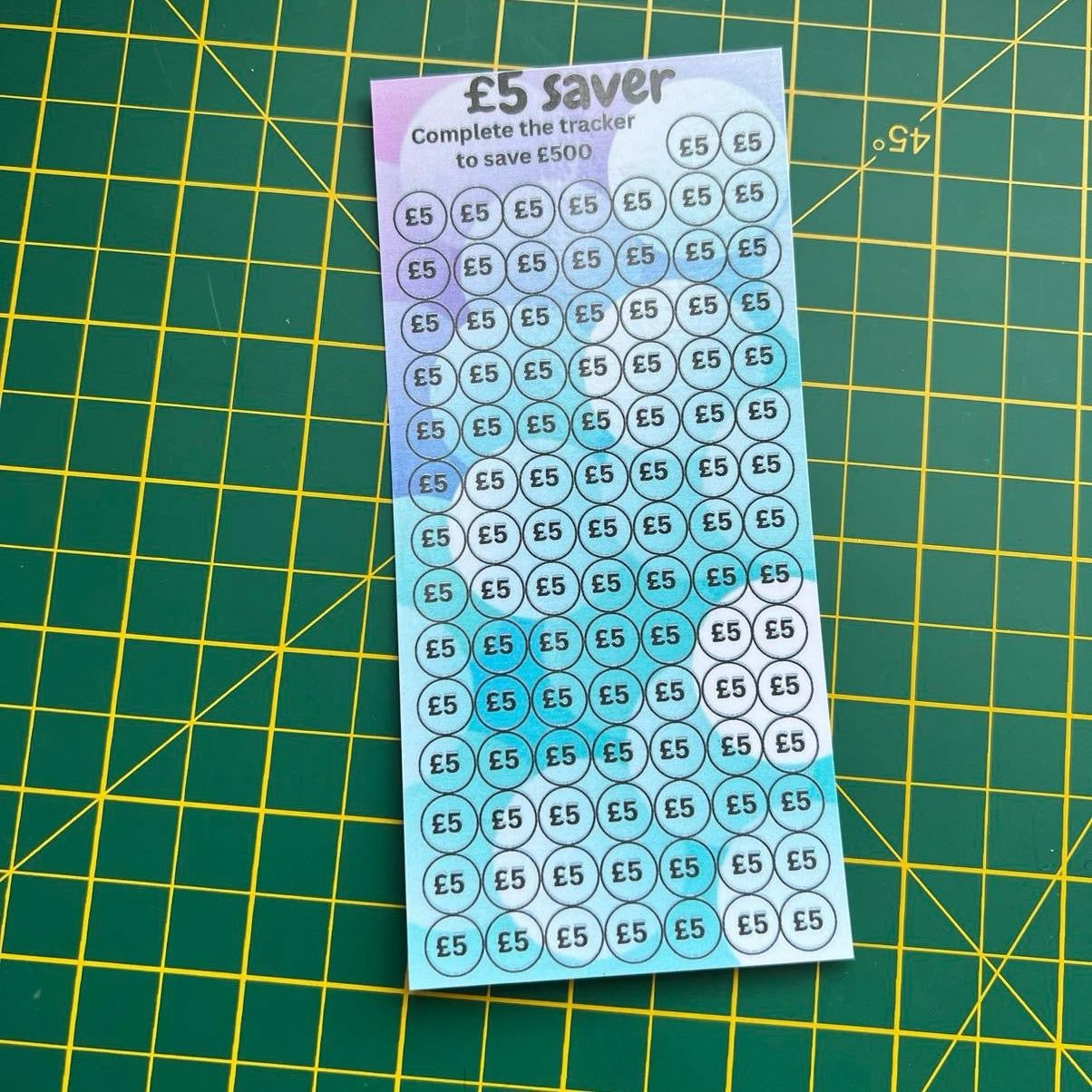50p, £1, £2,£5, £10, £20 saving trackers