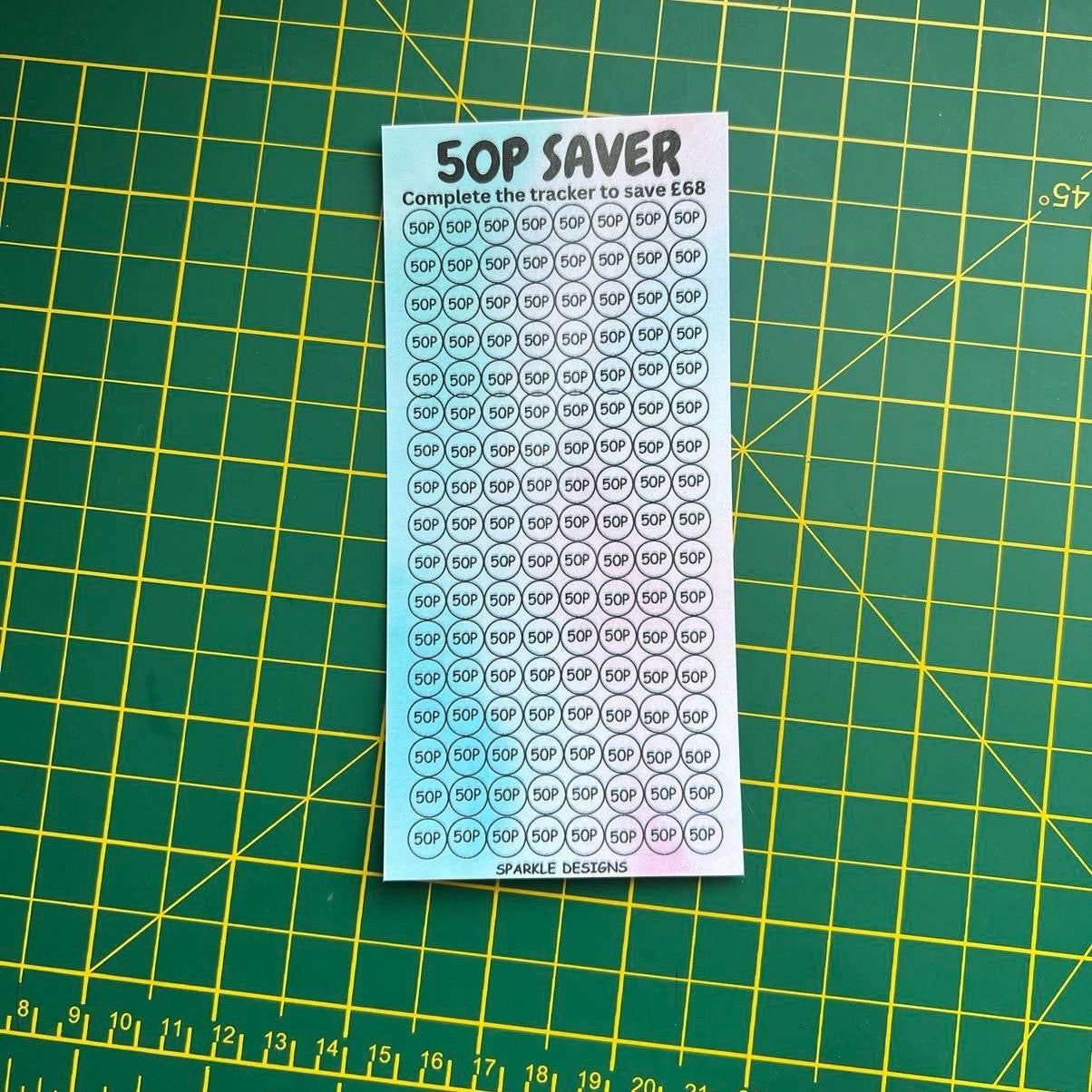 50p, £1, £2,£5, £10, £20 saving trackers