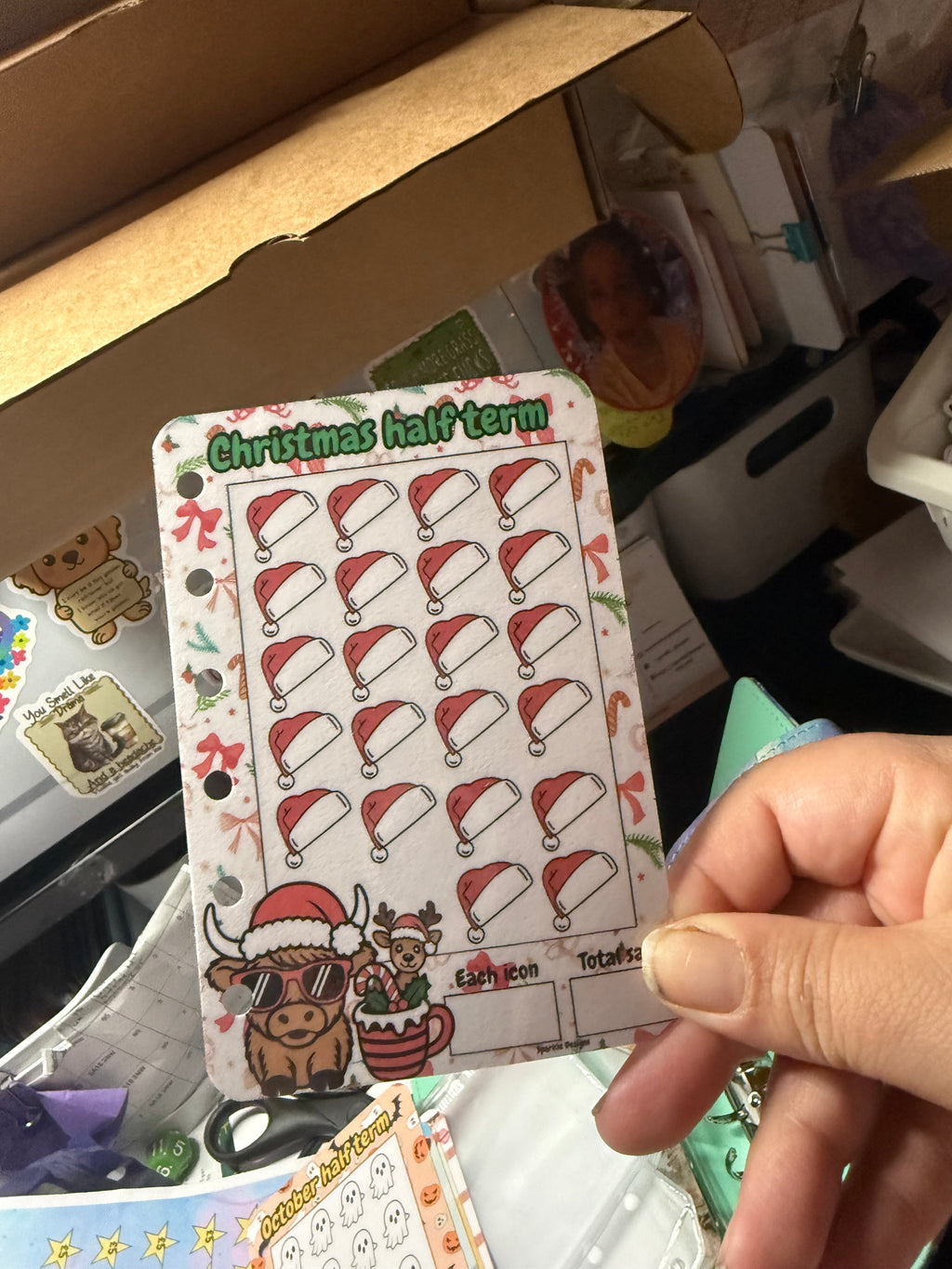 A7 highland cow themed school holidays saving challenge binder - various binder colours available.