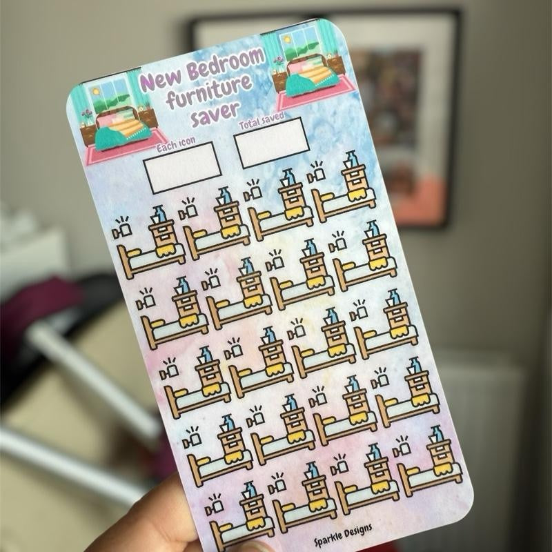 New Bedroom Furniture Saver Tracker - Saving Challenge Planner for Smart Financial Decisions Laminated & Reusable for furniture savings