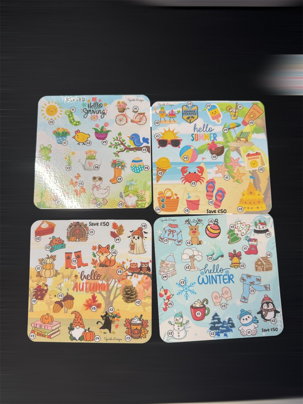 Mini saving challenge trackers