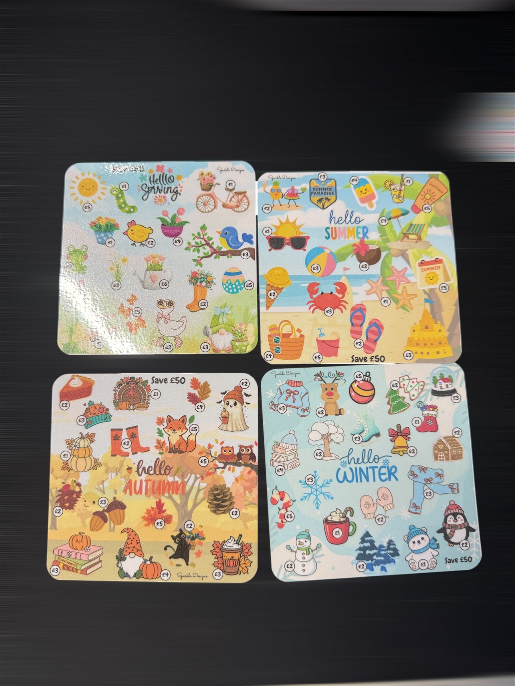Mini saving challenge trackers
