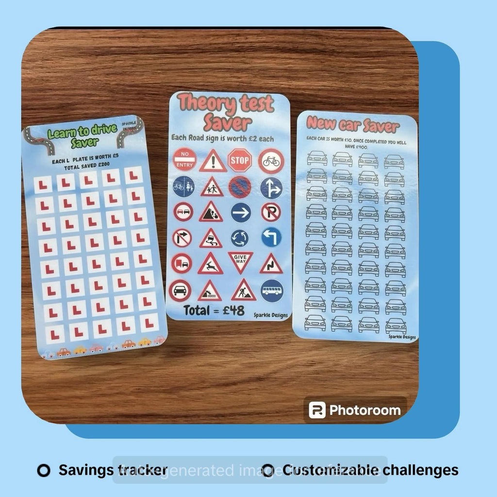 Car saving challenge trackers - can be purchased as a bundle or individually.