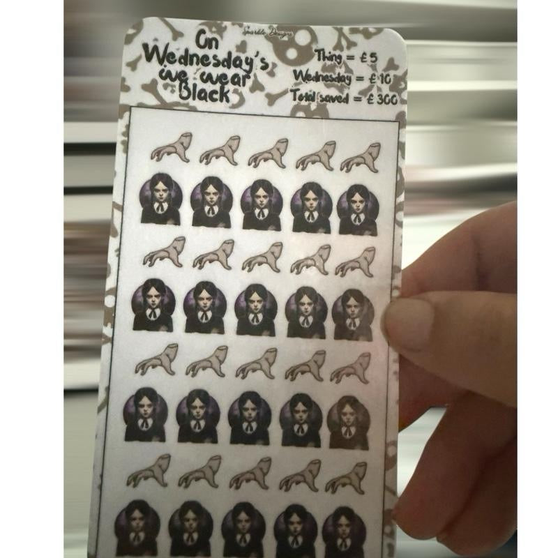 Black rose, Wednesday & skull themed saving challenge trackers can come With matching inserts & wallets too