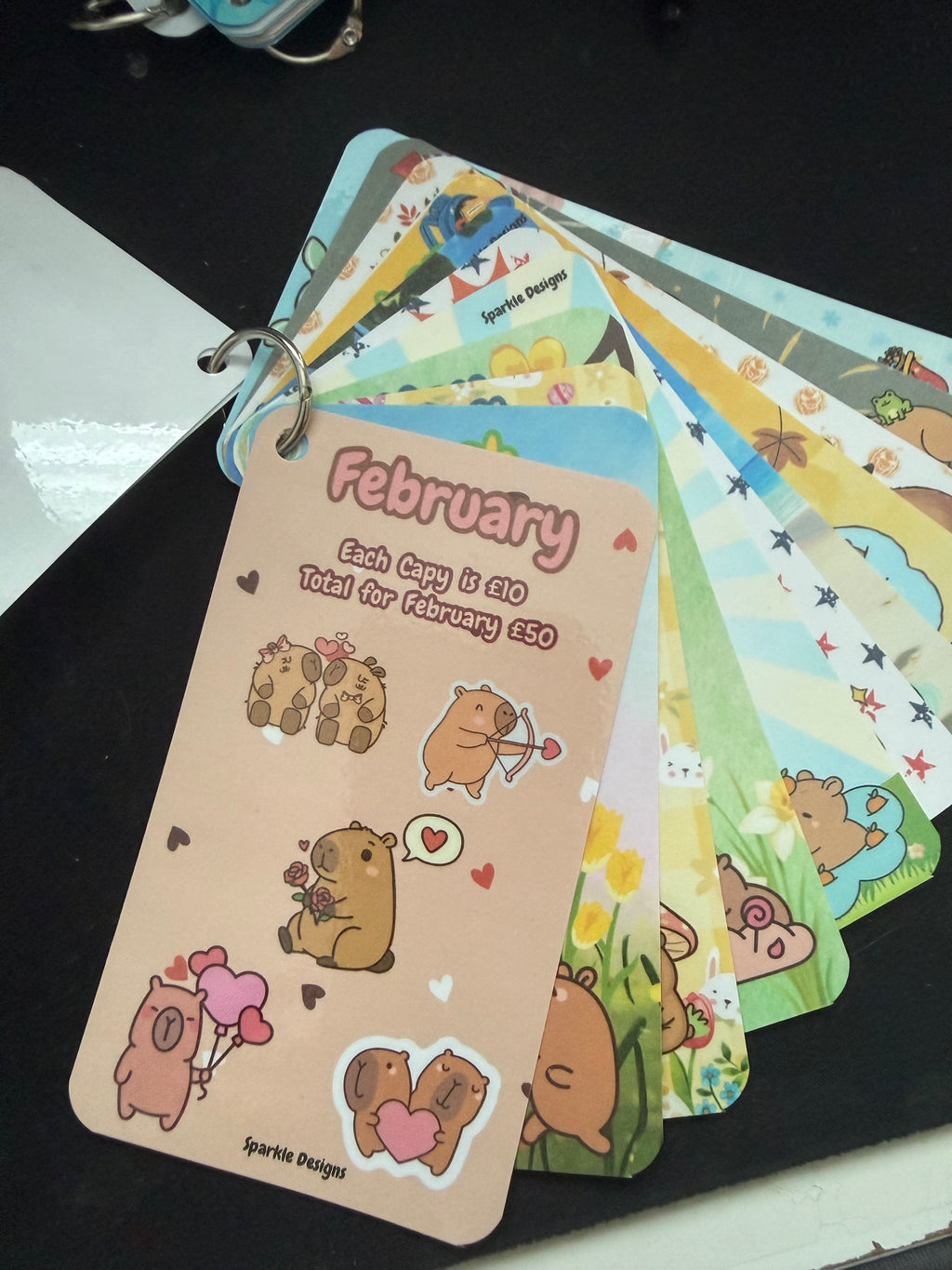 Cute capybara monthly saving challenge tracker - ring tracker - saves £600
