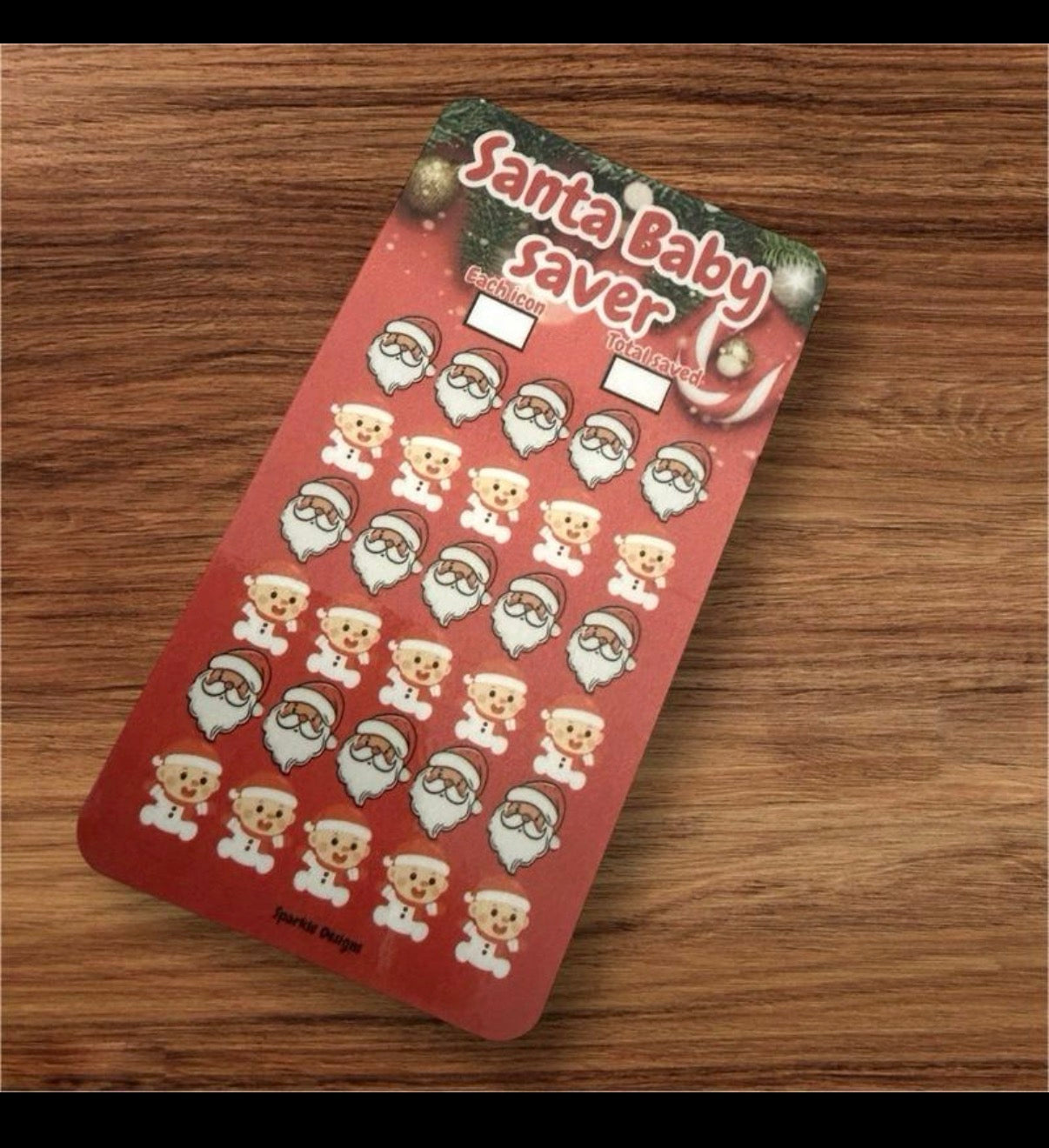 Santa baby saving challenge tracker, perfect form saving up for any of the festive period.