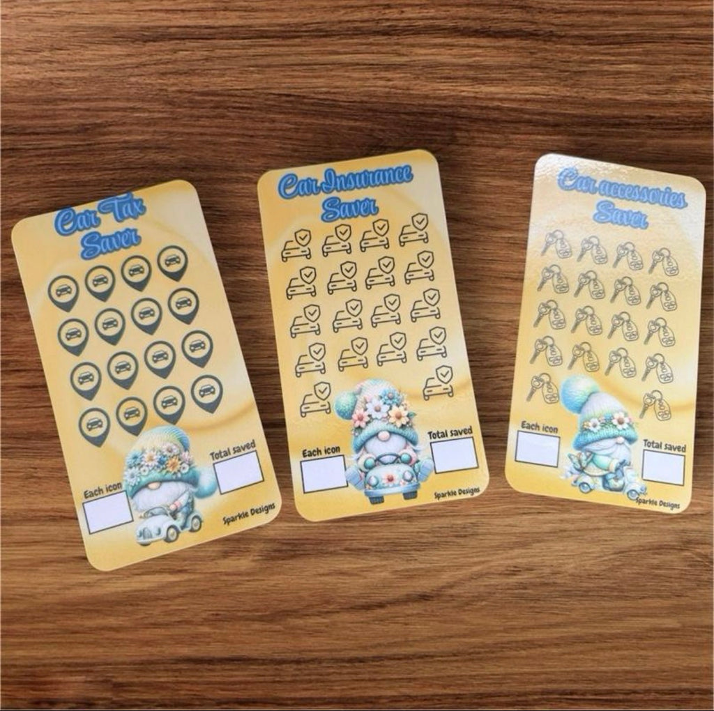 Driving theme saving challenge binder & matching themed trackers, inserts & wallets