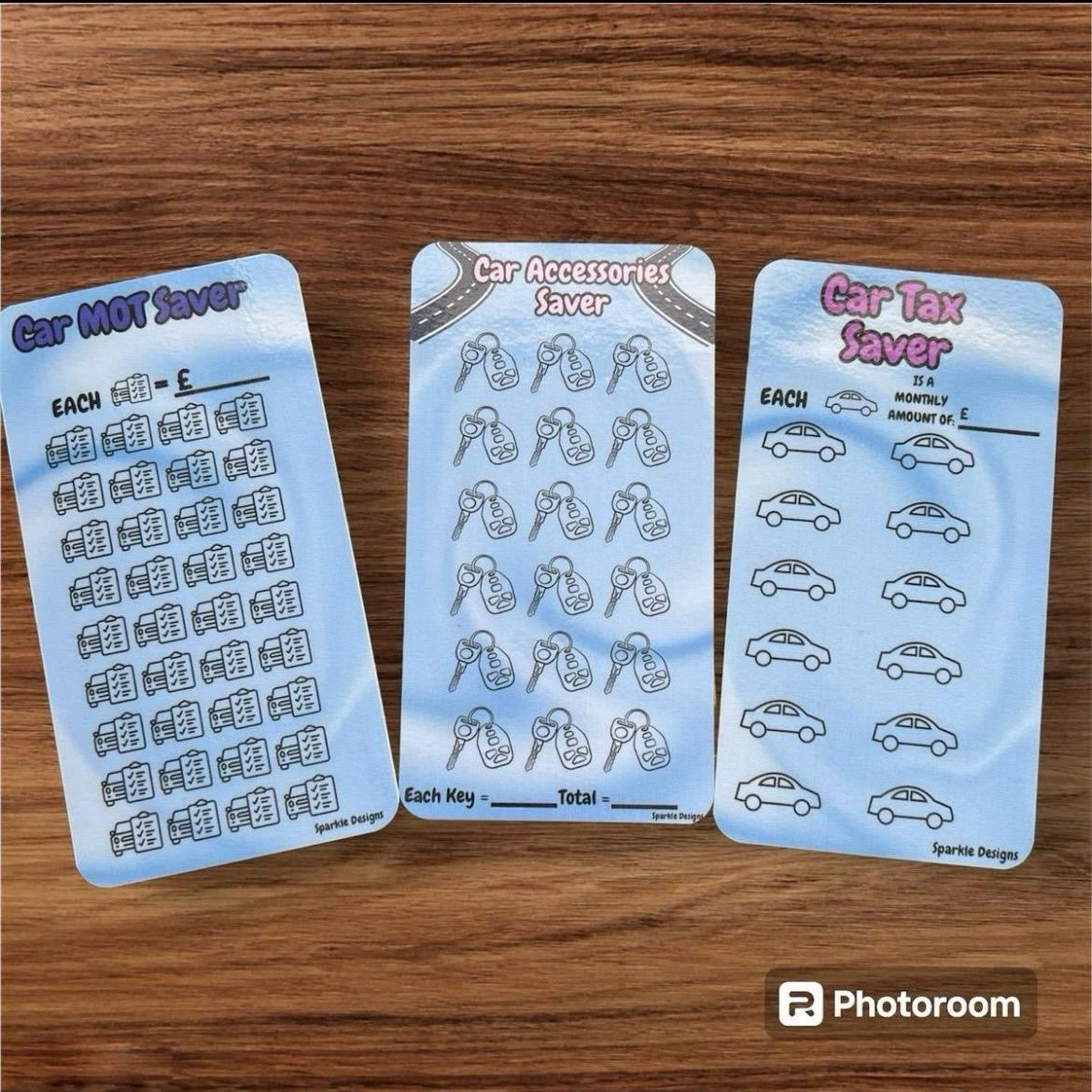 Car saving challenge trackers - can be purchased as a bundle or individually.