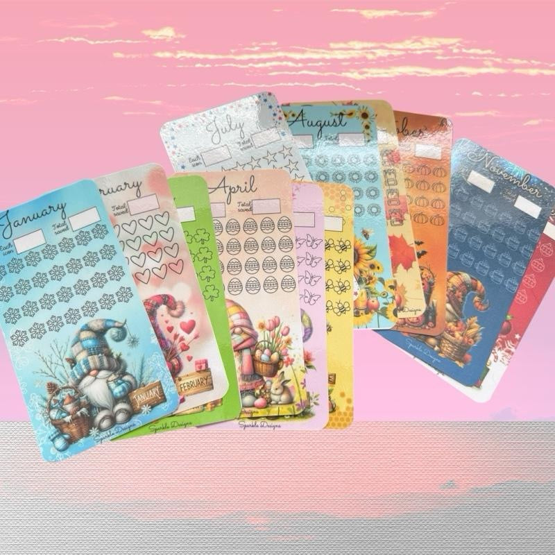 Monthly saving challenge trackers - various designs available