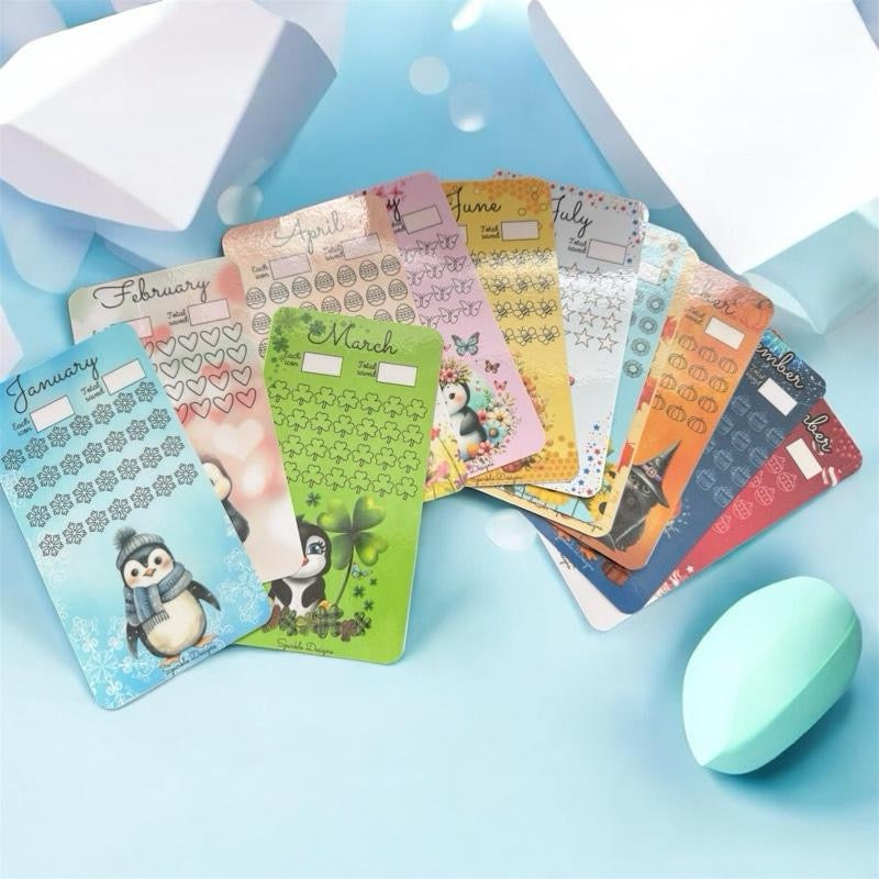 Monthly saving challenge trackers - various designs available