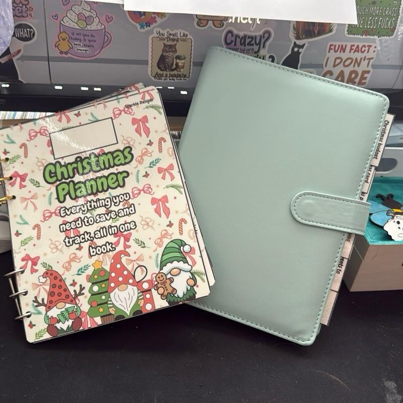 Christmas Planner - Everything You Need to Budget for Christmas - 2 Styles Available - Festive Gnome Design & A5 Leather binder