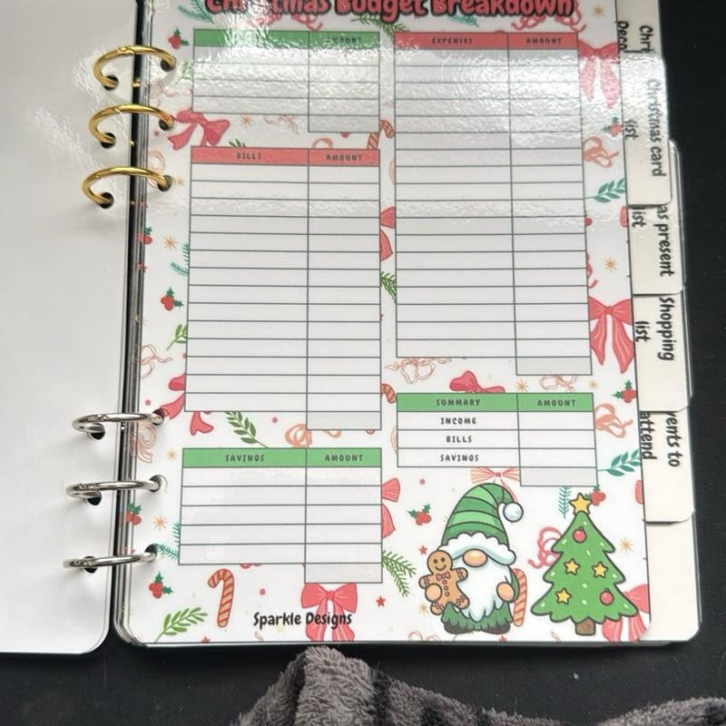 Christmas Planner - Everything You Need to Budget for Christmas - 2 Styles Available - Festive Gnome Design & A5 Leather binder