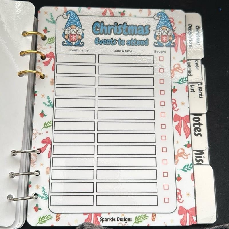 Christmas Planner - Everything You Need to Budget for Christmas - 2 Styles Available - Festive Gnome Design & A5 Leather binder