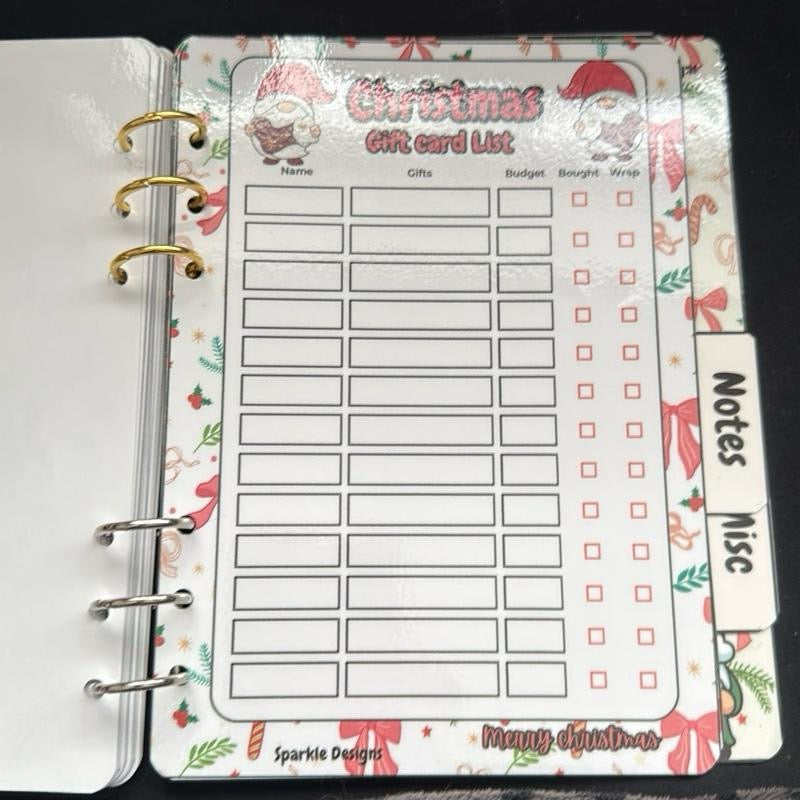 Christmas Planner - Everything You Need to Budget for Christmas - 2 Styles Available - Festive Gnome Design & A5 Leather binder