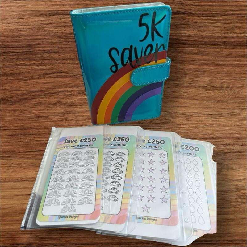 1k,1.5k, 2.5k, 5k, 7.5k, 10k, Budget Saving Binder with Trackers, Inserts & Wallets - Various Options Available: 2.5k, 5k, 7.5k, 10k Lots of Saving Opportunities - Ornaments, Piggy, Decor