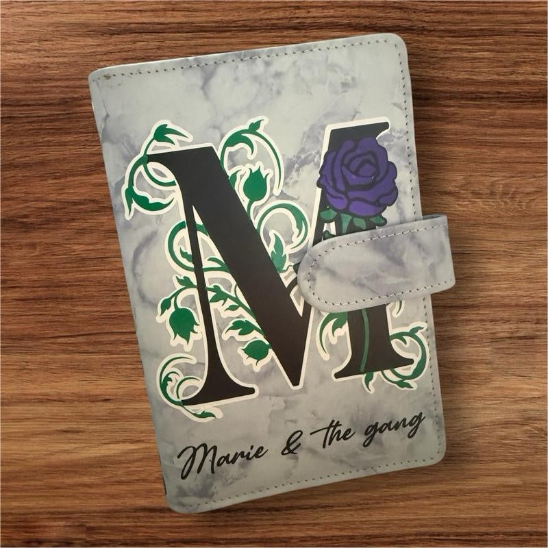 Monogram Lettering Personalised Saving Challenge Binders with Floral Design and Custom Text