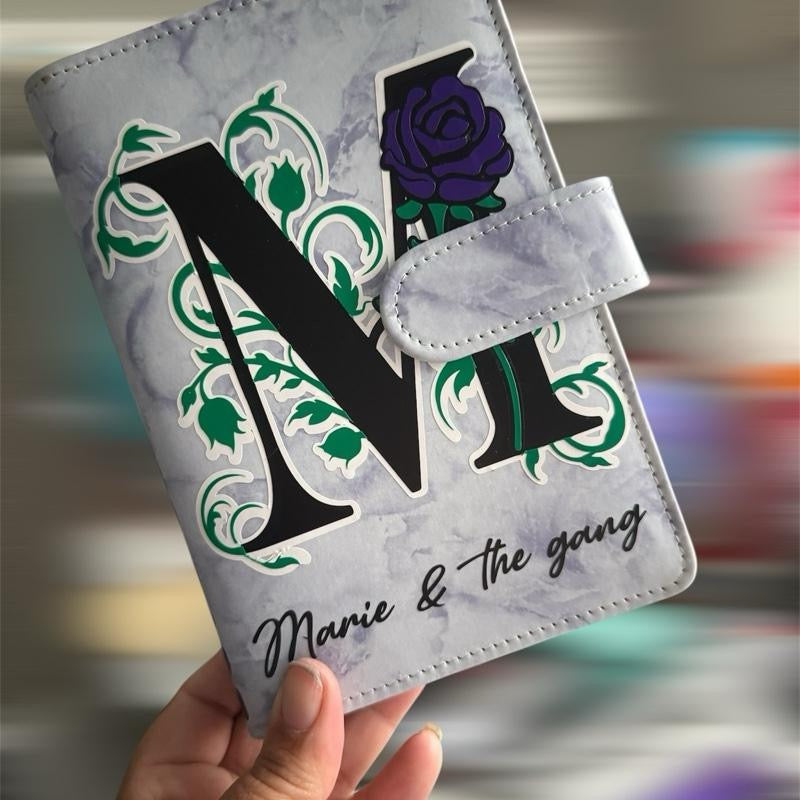 Monogram Lettering Personalised Saving Challenge Binders with Floral Design and Custom Text