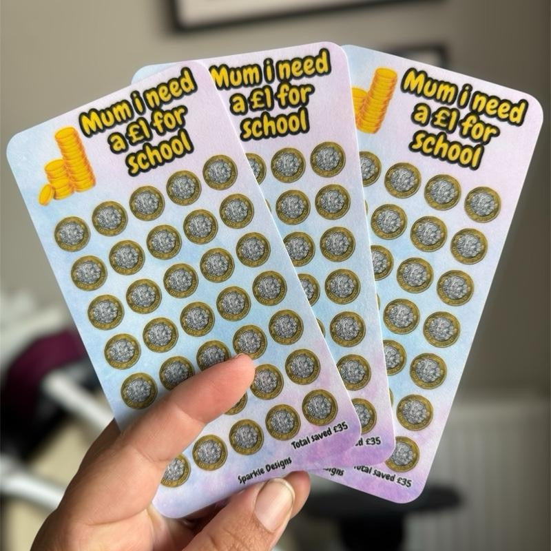 Mum I need a £1 for School saving challenge tracker - perfect for those unexpected moment’s Piggy saver