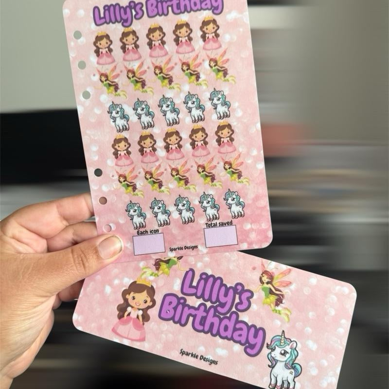 Personalised  Dashboard for Birthday Saving Challenge Trackers Matching Inserts - Wallets Also Available