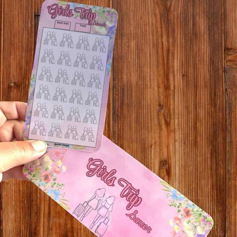 Girls Trip Saving Challenge Tracker - Floral Design for Tracking Savings Goals
