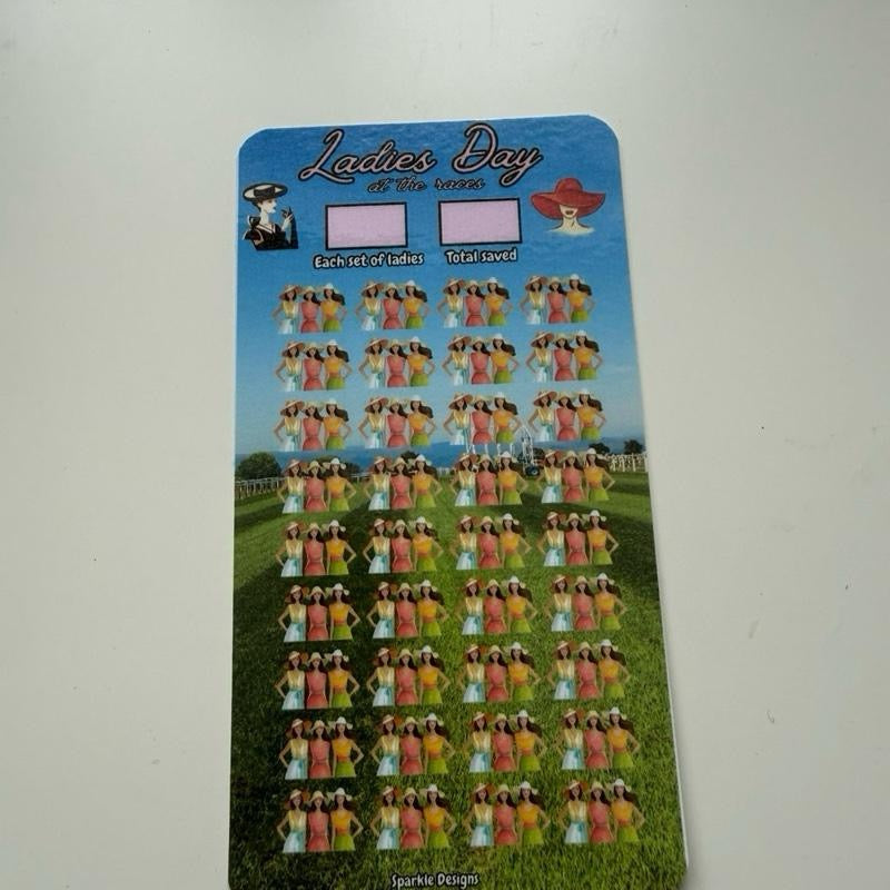 Horse racing themed saving challenge trackers
