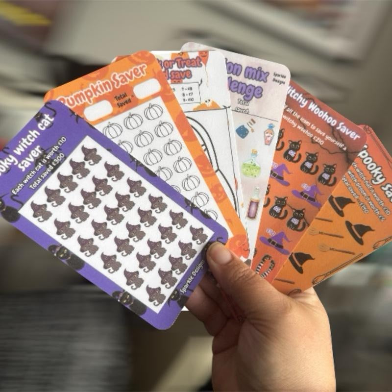 Halloween inspired saving challenge trackers
