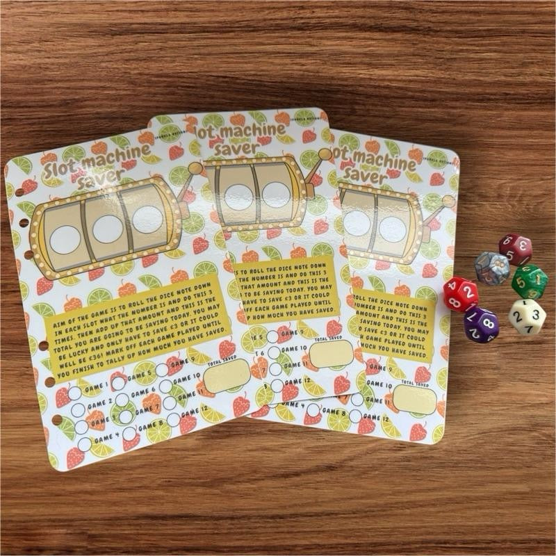 Slot Machine Saving Challenge Tracker with 12 Sided Dice Included Decor for Fun Savings Goals