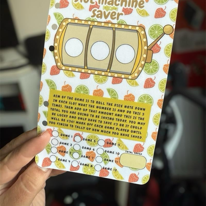 Slot Machine Saving Challenge Tracker with 12 Sided Dice Included Decor for Fun Savings Goals