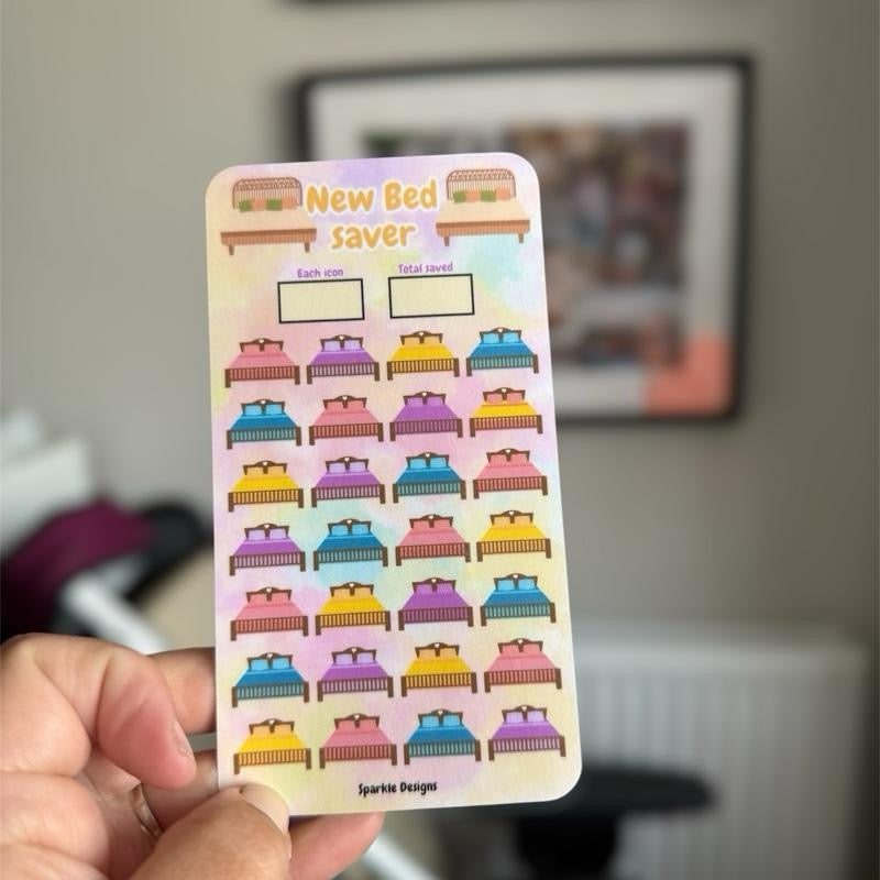 New Bed Saver Tracker - Saving Challenge Planner for Smart Financial Decisions Laminated & Reusable.