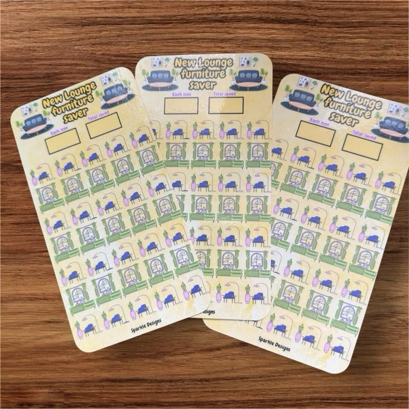 New Lounge Furniture Saver Tracker - Saving Challenge Planner for Smart Financial Decisions Laminated & Reusable