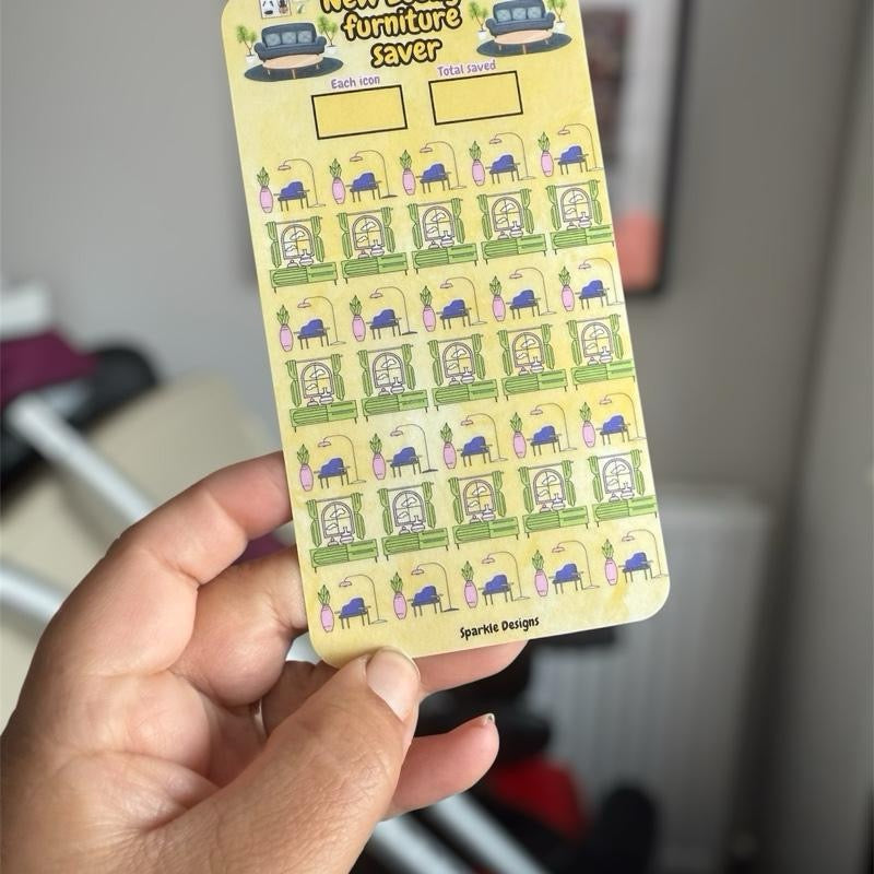 New Lounge Furniture Saver Tracker - Saving Challenge Planner for Smart Financial Decisions Laminated & Reusable