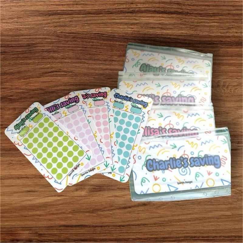 Children's Saving Challenges for Their Bank Account Savings Manually Save Their Funds to Transfer to Their Bank Account - Saving Challenges Personalised Savings Pouches