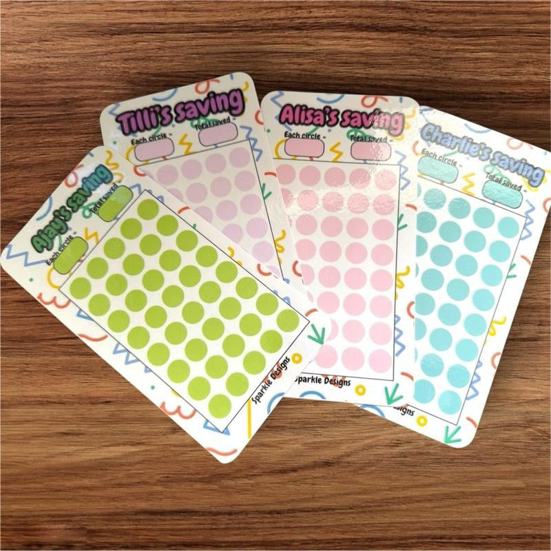 Children's Saving Challenges for Their Bank Account Savings Manually Save Their Funds to Transfer to Their Bank Account - Saving Challenges Personalised Savings Pouches