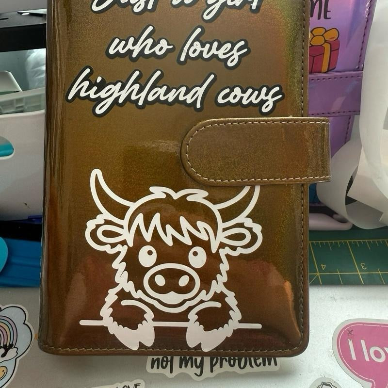 A6 highland cow Saving Binder Bundle with Matching Personalised Wallets - 6, 8, 12 or 15 Saving Trackers