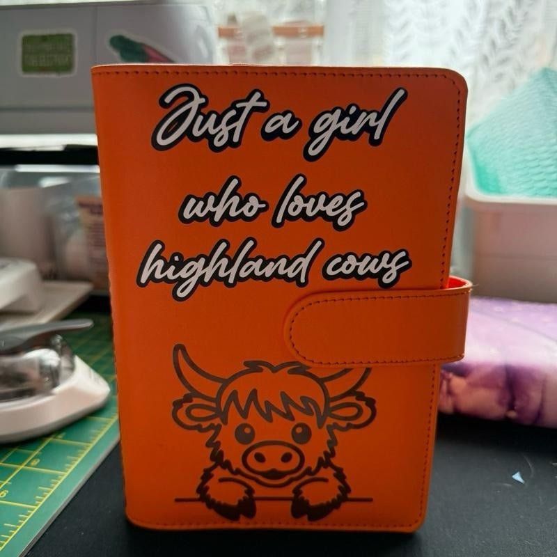 A6 highland cow Saving Binder Bundle with Matching Personalised Wallets - 6, 8, 12 or 15 Saving Trackers