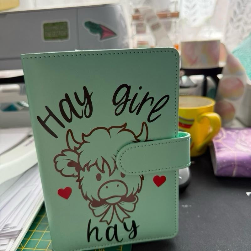 A6 highland cow Saving Binder Bundle with Matching Personalised Wallets - 6, 8, 12 or 15 Saving Trackers