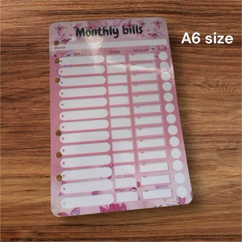 Reusable Monthly Bills Dashboard | A6 or A4